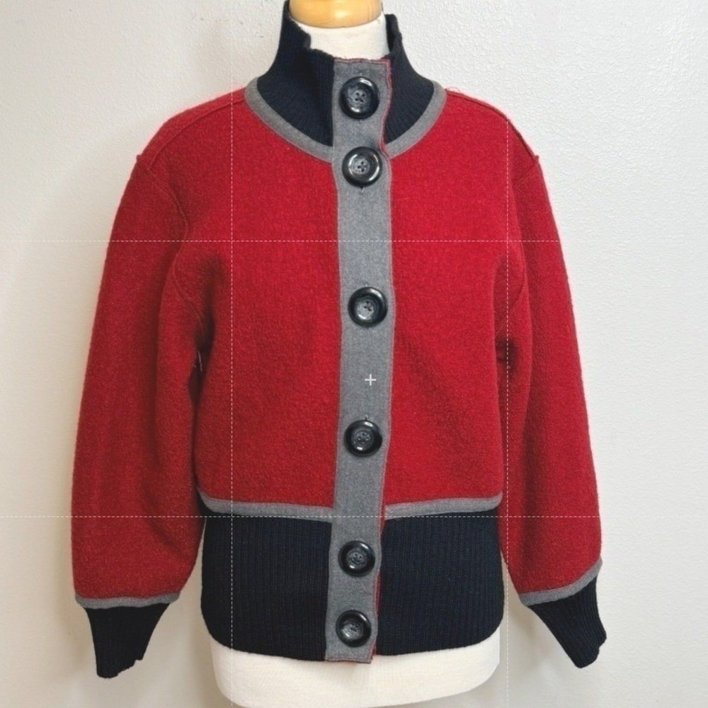 Tribal Sweater Sz SP 100% Wool Cardigan Warm Colorblock Dark Academia Style